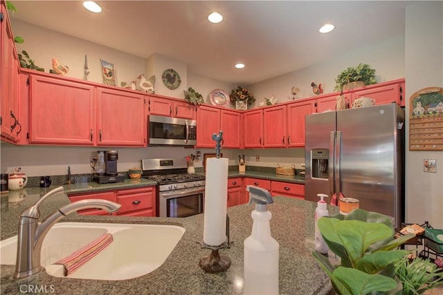 1320 Fairway Dr, Atwater, CA 95301 - kitchen with appliances with stainless steel finishes, recessed lighting, and dark brown cabinets