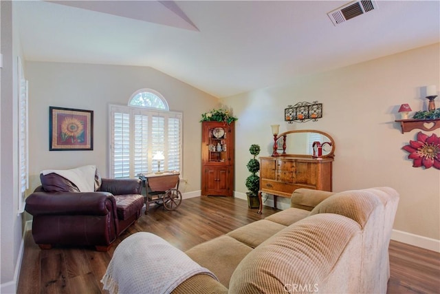 1320 Fairway Dr, Atwater, CA 95301 - living room featuring vaulted ceiling and wood finished floors