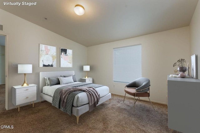 3629 Center St, Piru, CA 93040 - carpeted bedroom with vaulted ceiling and baseboards