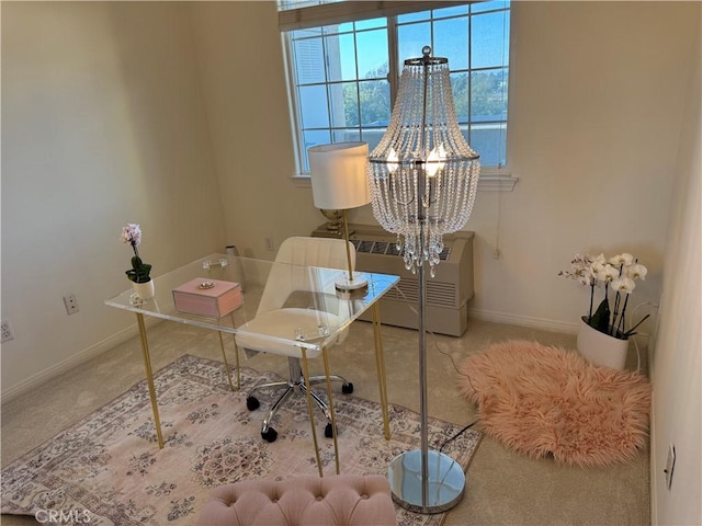 3120 Sepulveda Blvd Unit 409, Torrance, CA 90505 - carpeted office space featuring radiator and a chandelier
