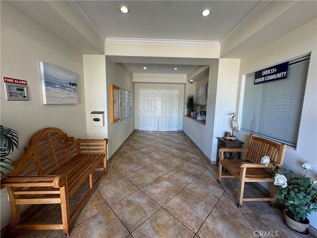 3120 Sepulveda Blvd Unit 409, Torrance, CA 90505 - tiled foyer featuring recessed lighting and crown molding