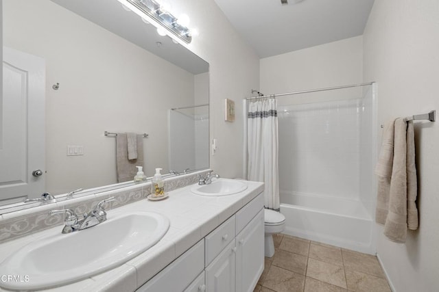 104 W Santa Clara St, Ventura, CA 93001 - full bath featuring double vanity, shower / bath combo with shower curtain, and tile patterned flooring