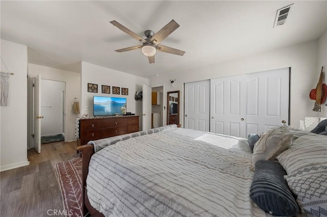 4742 Pauline Pl, Kelseyville, CA 95451 - bedroom featuring wood finished floors, a closet, and ceiling fan