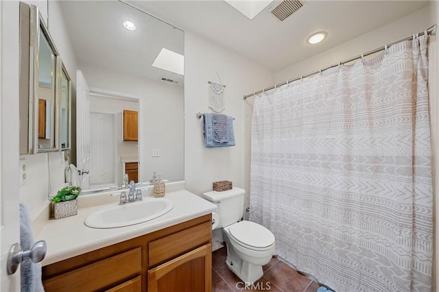 4742 Pauline Pl, Kelseyville, CA 95451 - bathroom with vanity, tile patterned floors, and a skylight