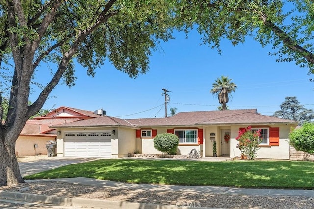 5228 N G St, San Bernardino, CA 92407 - single story home featuring an attached garage, stucco siding, a front yard, and driveway