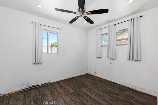 5228 N G St, San Bernardino, CA 92407 - empty room featuring healthy amount of natural light, wood finished floors, recessed lighting, and ceiling fan