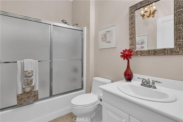 2757 Traditions, Paso Robles, CA 93446 - bathroom with vanity, shower / bath combination with glass door, and a chandelier