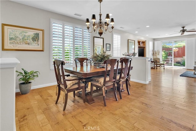 2757 Traditions, Paso Robles, CA 93446 - dining room featuring light wood-type flooring, a chandelier, recessed lighting, and a ceiling fan