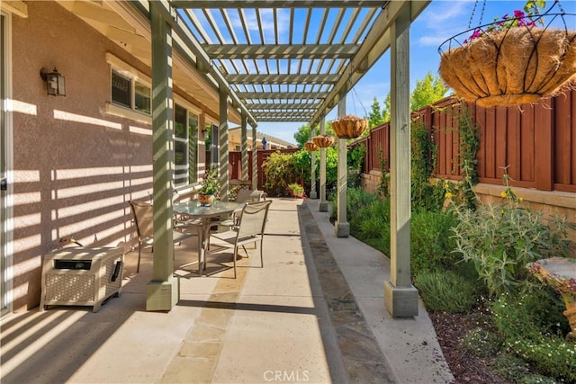 2757 Traditions, Paso Robles, CA 93446 - fenced backyard with outdoor dining area, a pergola, and a patio area