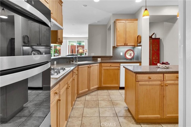 2757 Traditions, Paso Robles, CA 93446 - kitchen featuring double oven, decorative backsplash, dark countertops, and recessed lighting