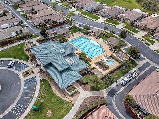 2757 Traditions, Paso Robles, CA 93446 - aerial view of property's location with a pool area and nearby suburban area
