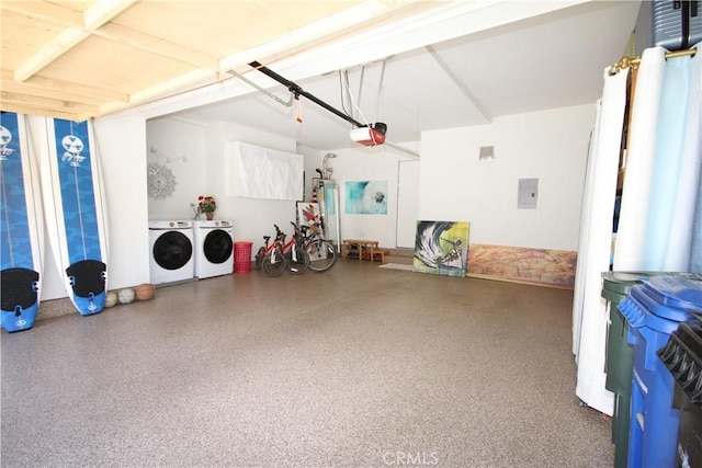 800 Via Colinas, Westlake Village, CA 91362 - garage with separate washer and dryer, electric panel, water heater, and a garage door opener