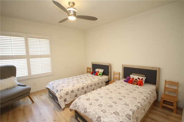 800 Via Colinas, Westlake Village, CA 91362 - bedroom featuring light wood-style floors, ornamental molding, and a ceiling fan