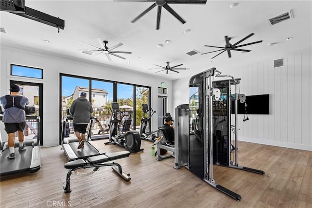 4408 S Grant Paseo, Ontario, CA 91762 - gym with wood finished floors, ceiling fan, and recessed lighting
