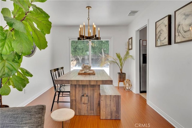 406 Eucalyptus Dr, Redlands, CA 92373 - dining area with a chandelier and wood finished floors