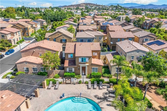 37398 Paseo Violeta Unit 75, Murrieta, CA 92563 - aerial view of residential area featuring a pool area and mountains