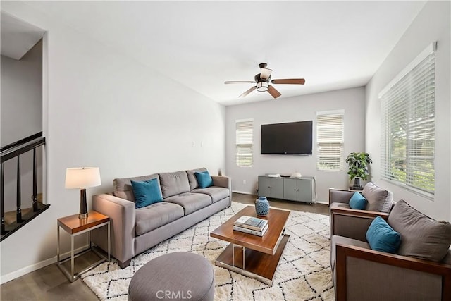 37398 Paseo Violeta Unit 75, Murrieta, CA 92563 - living area with ceiling fan and wood finished floors