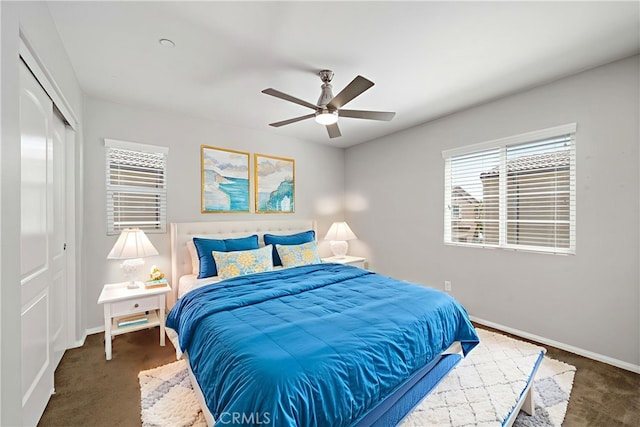 37398 Paseo Violeta Unit 75, Murrieta, CA 92563 - bedroom featuring carpet flooring, a closet, and a ceiling fan
