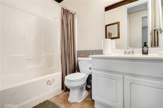 15247 Bandera Way, Victorville, CA 92394 - bathroom with vanity, tile patterned floors, and shower / bathtub combination with curtain