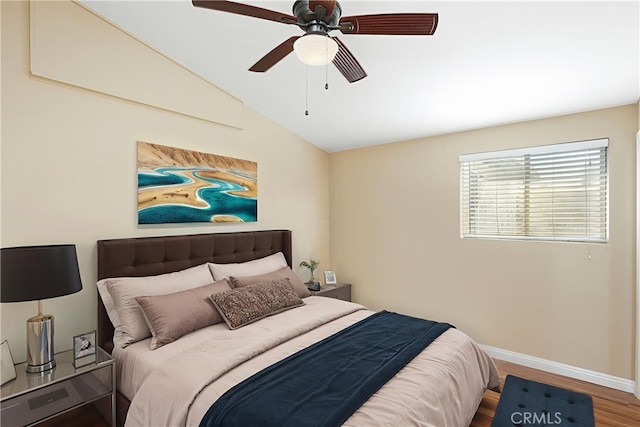 1305 W Beverly Dr, Orange, CA 92868 - bedroom with wood finished floors, lofted ceiling, and a ceiling fan