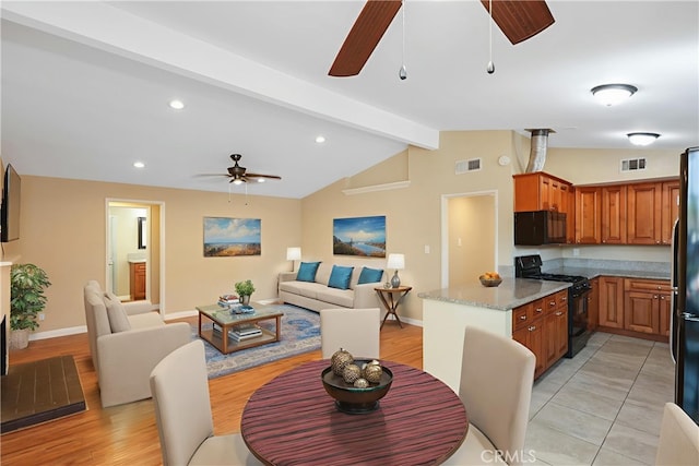 1305 W Beverly Dr, Orange, CA 92868 - dining room with ceiling fan, light wood-style flooring, and recessed lighting