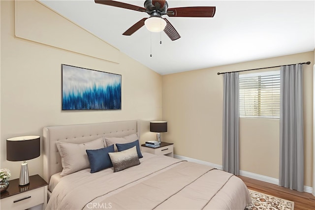 1305 W Beverly Dr, Orange, CA 92868 - bedroom with lofted ceiling, wood finished floors, and a ceiling fan