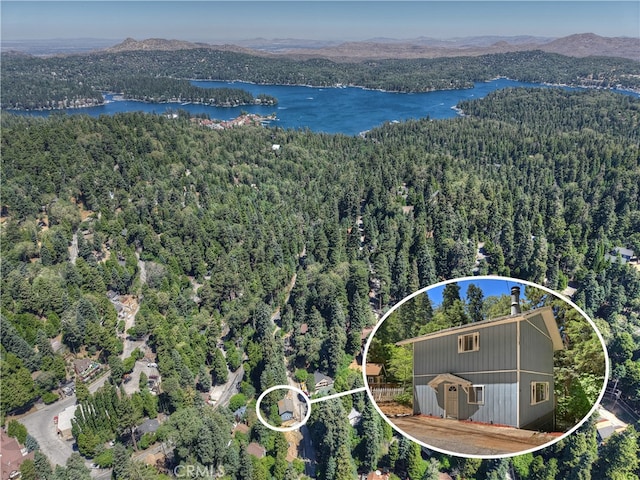 776 Lords Ln, Lake Arrowhead, CA 92352 - drone / aerial view of a forest and a water and mountain view