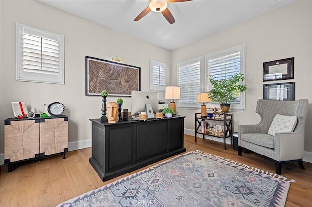 22388 Riverstream Ct, Saugus, CA 91350 - office space with a ceiling fan and light wood-style floors
