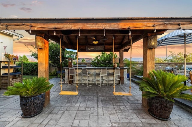 22388 Riverstream Ct, Saugus, CA 91350 - view of patio with ceiling fan and a gazebo