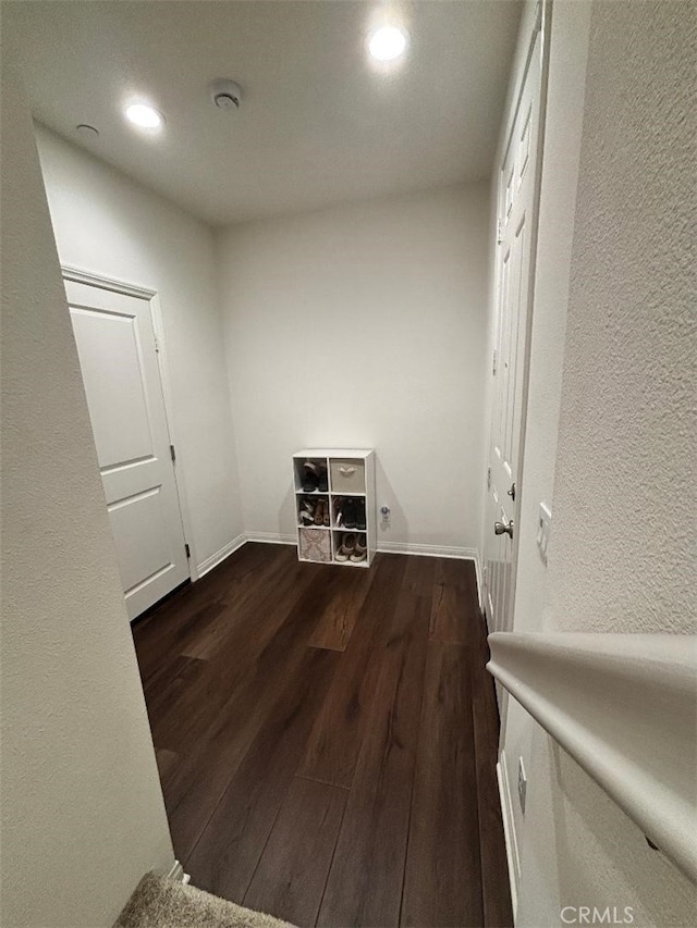2717 Juniper Berry St, Spring Valley, CA 91977 - hall featuring dark wood-style flooring, recessed lighting, and a textured wall