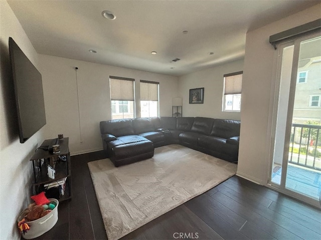 2717 Juniper Berry St, Spring Valley, CA 91977 - living room featuring dark wood finished floors, plenty of natural light, and recessed lighting