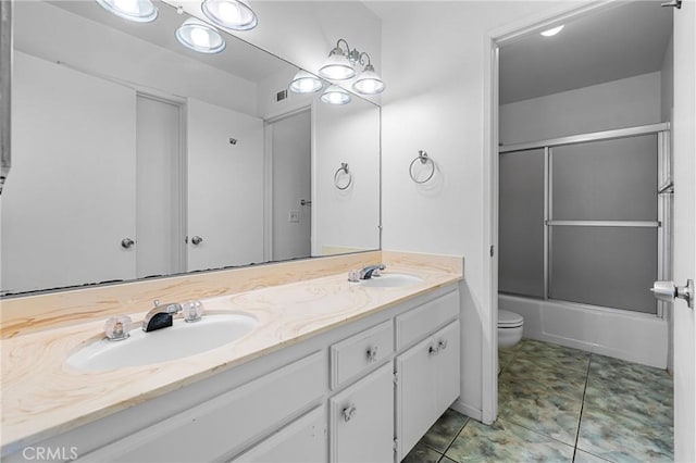 2231 Pacific Ave Unit 14, Costa Mesa, CA 92627 - bathroom with double vanity and combined bath / shower with glass door