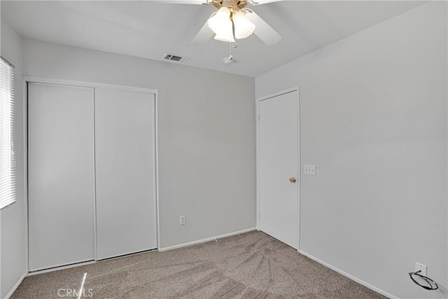 14183 Gale Dr, Victorville, CA 92394 - unfurnished bedroom featuring carpet floors, a closet, and a ceiling fan