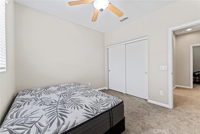 3020 Peaceful Way, Lancaster, CA 93535 - bedroom featuring carpet flooring, a closet, and ceiling fan