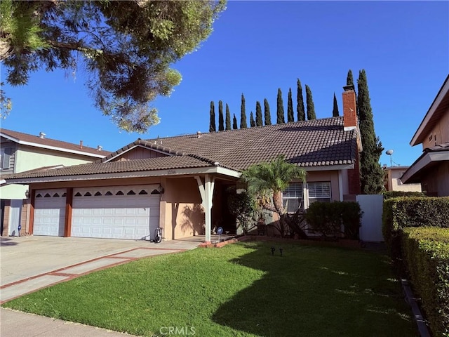 12314 Edgefield St, Cerritos, CA 90703 - single story home with a tiled roof, concrete driveway, a garage, and a front lawn