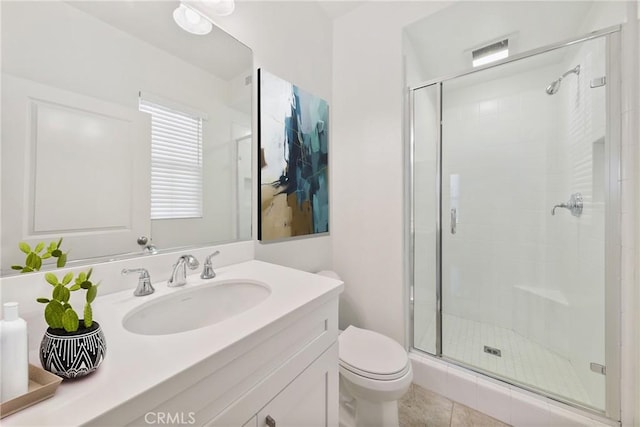 41 Somerton, Irvine, CA 92620 - bathroom with a shower stall, vanity, and tile patterned floors