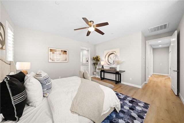 22 Lomada St, Rancho Mission Viejo, CA 92694 - bedroom featuring light wood-type flooring, a ceiling fan, and ensuite bathroom