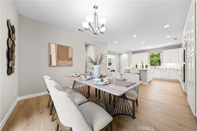 22 Lomada St, Rancho Mission Viejo, CA 92694 - dining area featuring light wood-style flooring, a chandelier, and recessed lighting