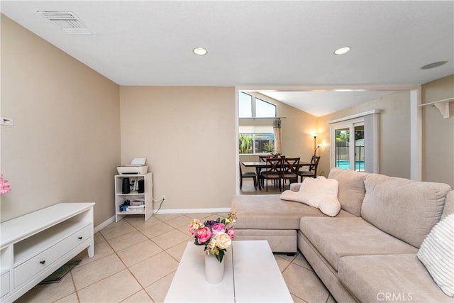 1524 Casarin Ave, Simi Valley, CA 93065 - living area with light tile patterned floors, recessed lighting, and vaulted ceiling