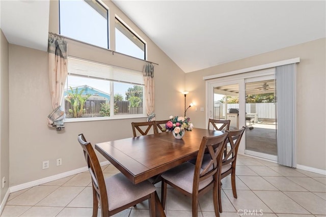 1524 Casarin Ave, Simi Valley, CA 93065 - dining space featuring light tile patterned flooring and high vaulted ceiling