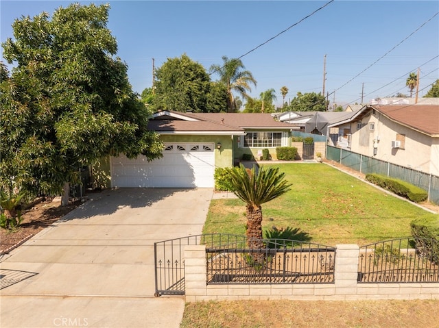 3133 Juanita St, Riverside, CA 92504 - view of front of home with a fenced front yard, driveway, a garage, stucco siding, and a gate