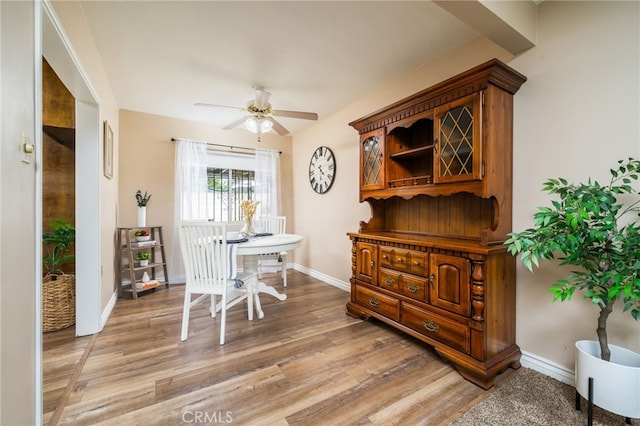 3133 Juanita St, Riverside, CA 92504 - dining area with light wood-style floors and ceiling fan
