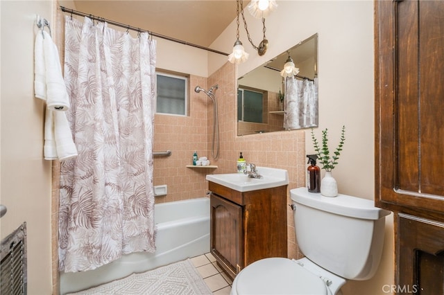 3133 Juanita St, Riverside, CA 92504 - full bath featuring shower / bath combo with shower curtain, vanity, and tile patterned floors