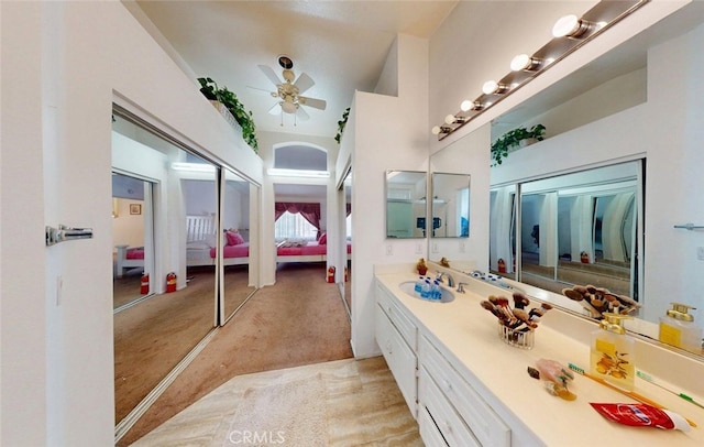 220 S Linhaven Cir, Anaheim, CA 92804 - bathroom with ensuite bath, vanity, and a ceiling fan