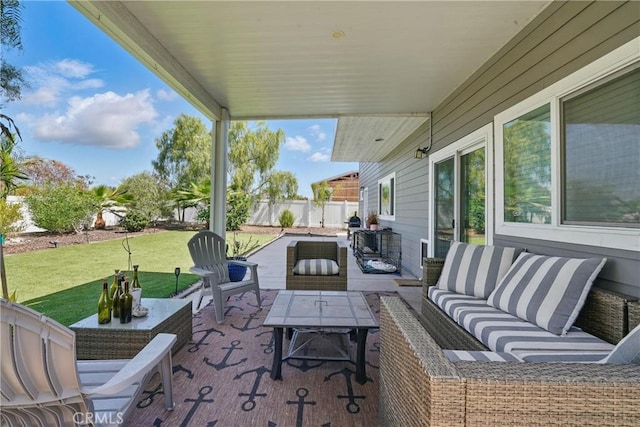 1909 Arroyo Ave, Oceanside, CA 92056 - fenced backyard with an outdoor hangout area and a patio area