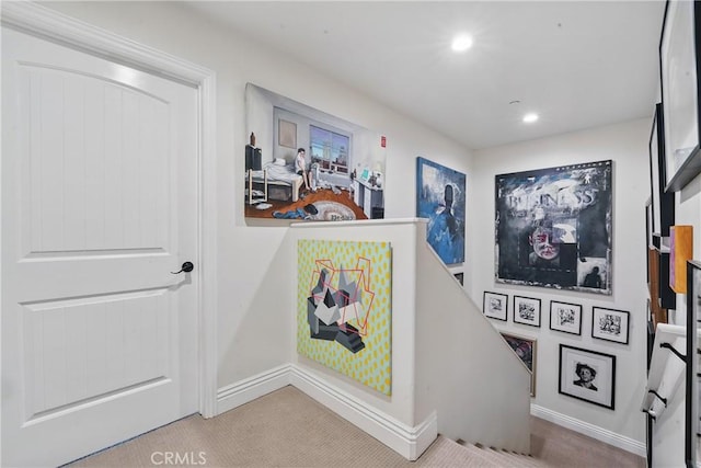 1909 Arroyo Ave, Oceanside, CA 92056 - hallway featuring carpet flooring, an upstairs landing, and recessed lighting