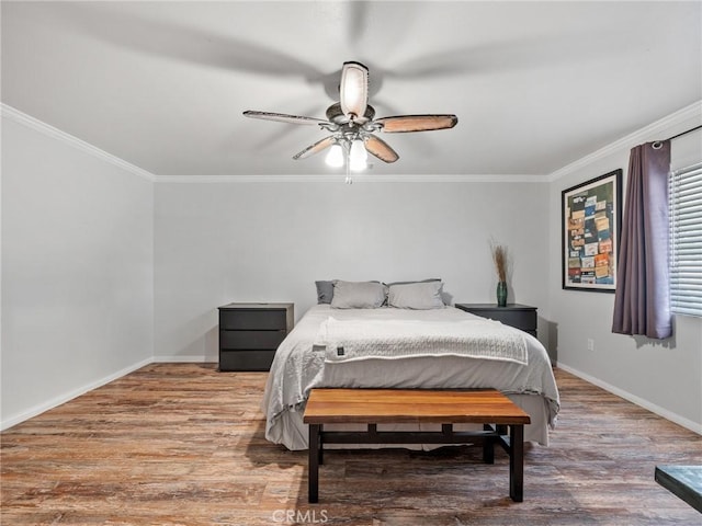 27239 Peach Tree Ln, Helendale, CA 92342 - bedroom with ornamental molding, wood finished floors, and a ceiling fan