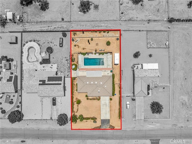 22163 Broken Lance Rd, Apple Valley, CA 92307 - aerial overview of property's location featuring property boundaries highlighted and a pool