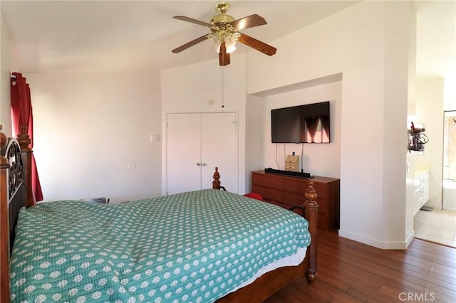 4242 Trenton Ave, Palmdale, CA 93552 - bedroom with wood finished floors and a ceiling fan