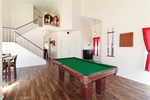4242 Trenton Ave, Palmdale, CA 93552 - game room with a towering ceiling, wood finished floors, and pool table